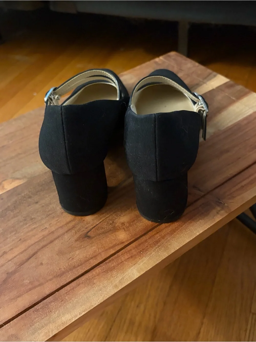 LifeStride Black Double-Strap Mary Jane Block Heels